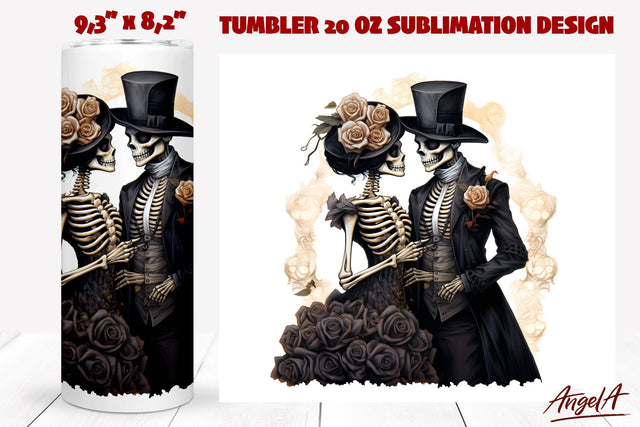 Skeleton tumbler wrap sublimation / skeleton with flowers Sublimation Angelina Semenova 