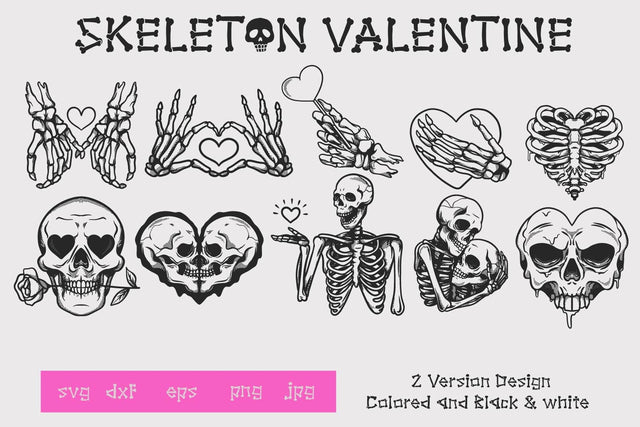 Skeleton valentine love, Bundle. svg & sublimation SVG dadan_pm 