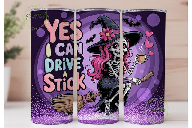 Skeleton Witch 20oz Tumbler Wrap Sublimation PixelChick 