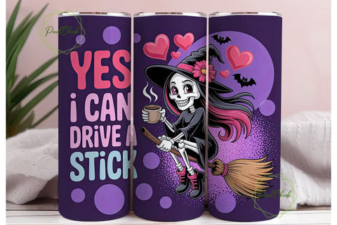 Skeleton Witch 20oz Tumbler Wrap Sublimation PixelChick 