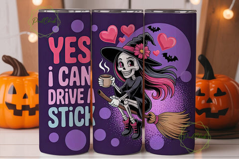 Skeleton Witch 20oz Tumbler Wrap Sublimation PixelChick 