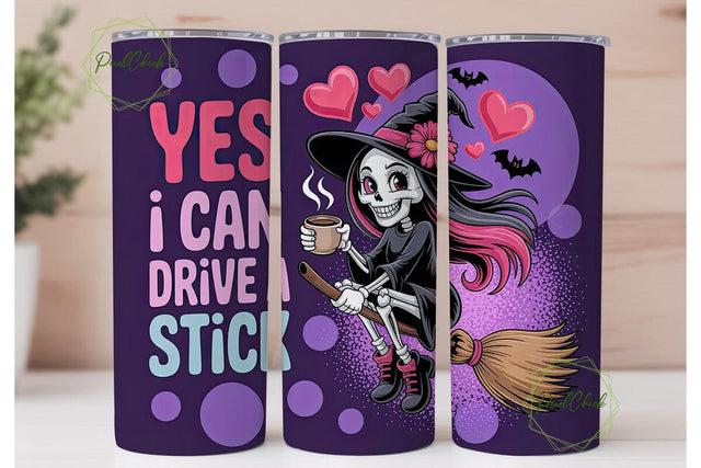 Skeleton Witch 20oz Tumbler Wrap Sublimation PixelChick 