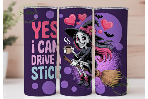 Skeleton Witch 20oz Tumbler Wrap Sublimation PixelChick 