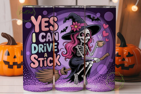 Skeleton Witch 20oz Tumbler Wrap Sublimation PixelChick 