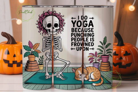 Skeleton Yoga 20oz Tumbler Wrap Sublimation PixelChick 