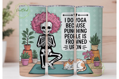 Skeleton Yoga 20oz Tumbler Wrap Sublimation PixelChick 