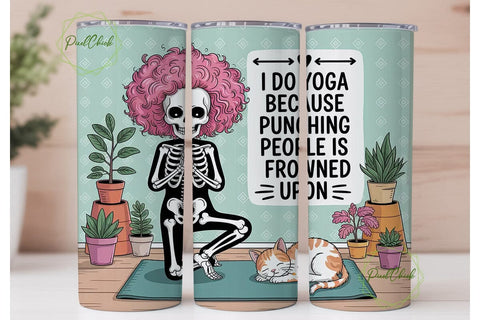Skeleton Yoga 20oz Tumbler Wrap Sublimation PixelChick 