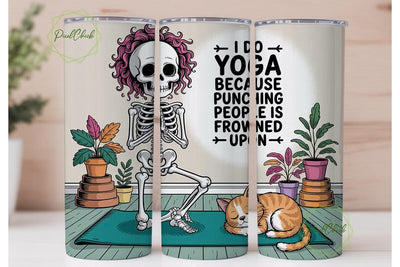 Skeleton Yoga 20oz Tumbler Wrap Sublimation PixelChick 