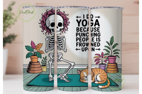 Skeleton Yoga 20oz Tumbler Wrap Sublimation PixelChick 