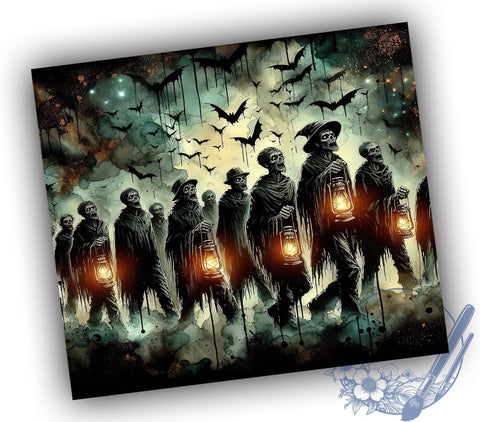 Skeleton Zombies 20oz Skinny Tumbler, Halloween Zombies Tumbler Png, Straight & Tapered Tumbler Wrap, Instant Digital Download Sublimation ToriDesigns 