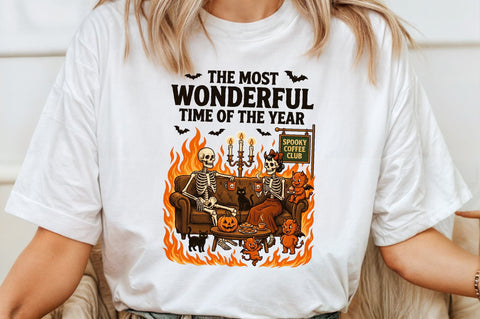 Skeletons Drinking Coffee-Spooky Coffee Sublimation designartist 