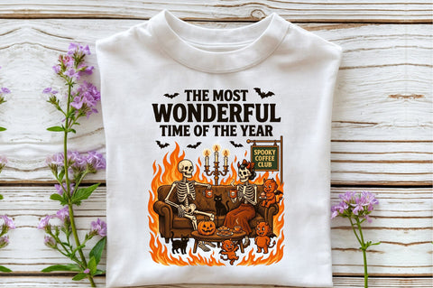 Skeletons Drinking Coffee-Spooky Coffee Sublimation designartist 