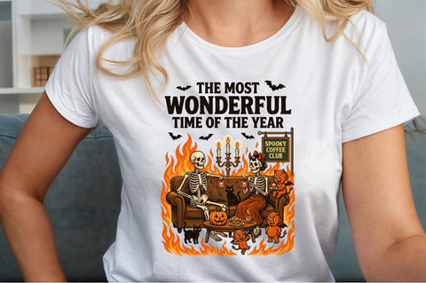 Skeletons Drinking Coffee-Spooky Coffee Sublimation designartist 