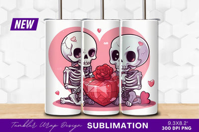 Skeletons Giving Heart Gift For Valentines Day Sublimation Regulrcrative 
