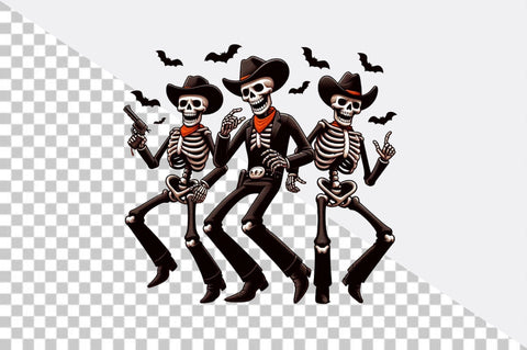 Skeletons in cowboy attire dancing Sublimation Clipart Sublimation SVGArt 