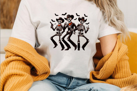 Skeletons in cowboy attire dancing Sublimation Clipart Sublimation SVGArt 