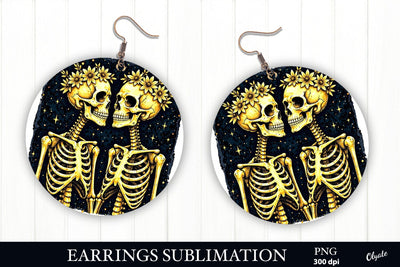 Skeletons in Love Earring PNG Sublimation Olga Terlyanskaya 
