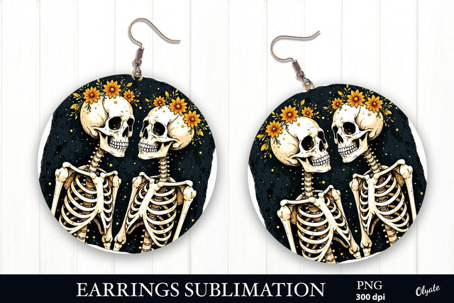 Skeletons in Love Earring PNG. Tarot Round Earring PNG Sublimation Olga Terlyanskaya 