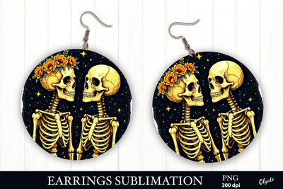 Skeletons in Love Earring PNG. Tarot Round Earring Sublimation Olga Terlyanskaya 