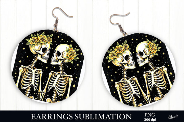 Skeletons in Love Earring PNG. Tarot Round Earring Sublimation Olga Terlyanskaya 
