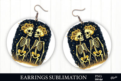 Skeletons in Love Earring PNG. Tarot Round Earring Sublimation Olga Terlyanskaya 
