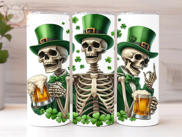 Skeletons St.Patrick's 20oz Tumbler Png, Straight & Tapered Tumbler Png, Happy St.Patrick's Tumbler Png, Digital Download PNG Sublimation Lara' s Designs 