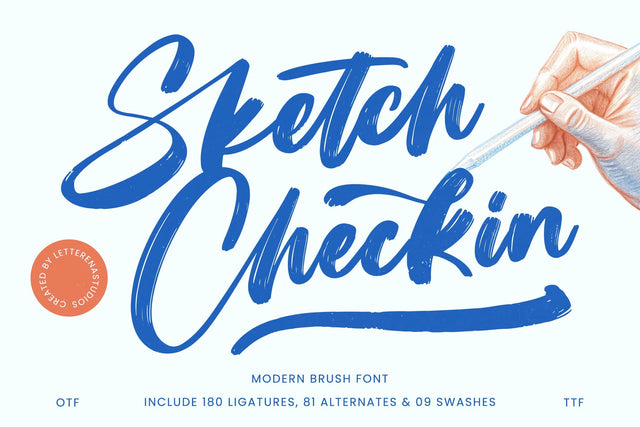 Sketch Checkin - Modern Brush Font Font Letterena Studios 