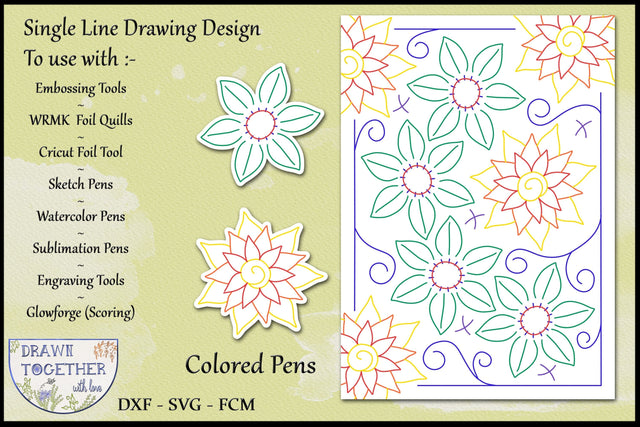 Sketch Flowers Card - Drawing Design Sketch DESIGN DrawnTogether with love 