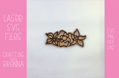 Sketched Floral Hair Clip Laser SVG File SVG Crafting With Brenna 