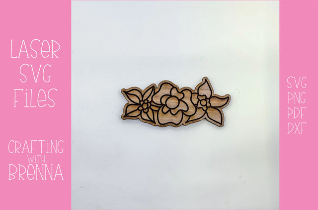 Sketched Floral Hair Clip Laser SVG File SVG Crafting With Brenna 