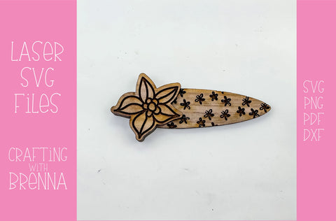 Sketched Floral Hair Laser Clip SVG File SVG Crafting With Brenna 