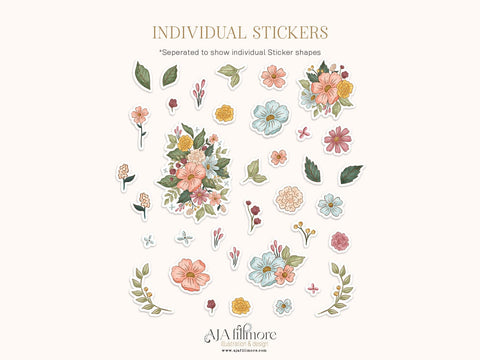 Sketched Floral Sticker Sheet SVG Aja Nicole Designs 