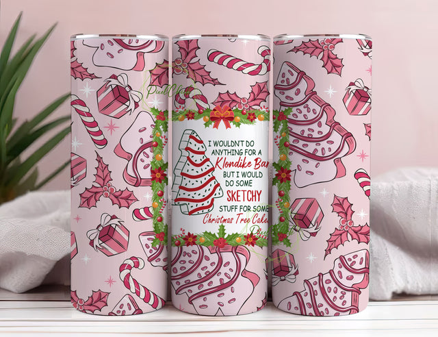 Sketchy Christmas Tree Cakes 20oz Skinny Tumbler Wrap Design, PNG, Digital Download Sublimation PixelChick 