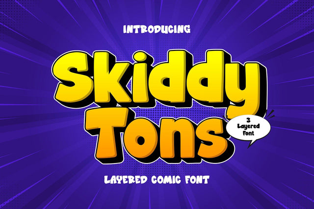 Skiddy Tons - 3 Layered Display Font Font Mozzatype 