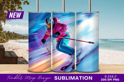 Skier In Motion Tumbler Png Image Sublimation Regulrcrative 