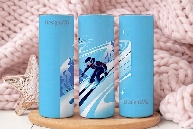 Skiing Adventure 20oz Tumbler Wrap Sublimation DesignSVG 