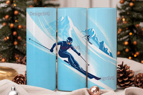 Skiing Adventure 20oz Tumbler Wrap Sublimation DesignSVG 