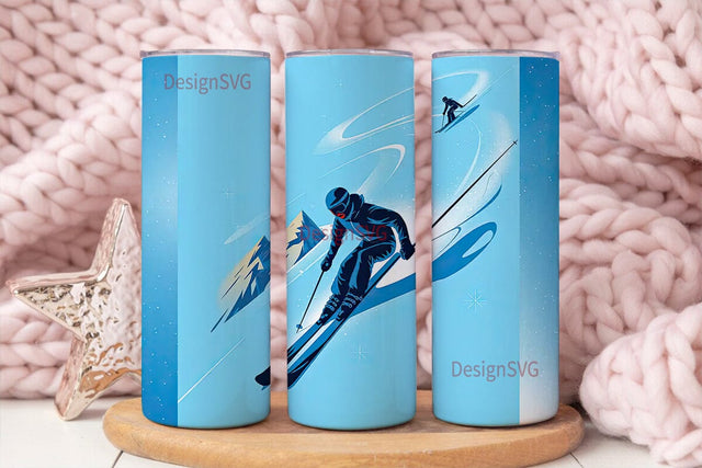 Skiing Adventure 20oz Tumbler Wrap Sublimation DesignSVG 