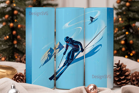 Skiing Adventure 20oz Tumbler Wrap Sublimation DesignSVG 