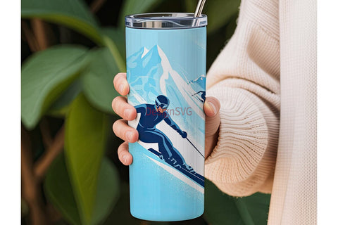 Skiing Adventure 20oz Tumbler Wrap Sublimation DesignSVG 