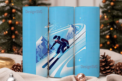 Skiing Adventure 20oz Tumbler Wrap Sublimation DesignSVG 