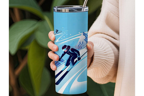 Skiing Adventure 20oz Tumbler Wrap Sublimation DesignSVG 