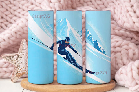 Skiing Adventure 20oz Tumbler Wrap Sublimation DesignSVG 
