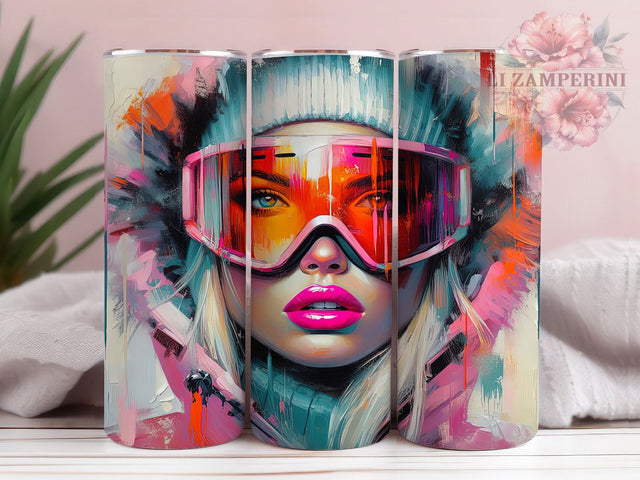 Skiing Girl Winter Sports Tumbler Wrap, Snow Sports Wrap, 20oz Sublimation Wrap, Winter Sports Tumbler, Ski Tumbler Design, Snow Lover Tumbler, Female Skier Wrap Sublimation Li Zamperini 