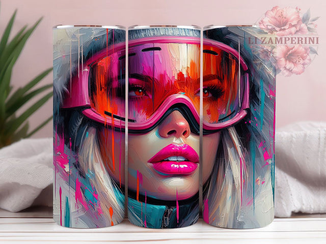 Skiing Girl Winter Sports Tumbler Wrap, Snow Sports Wrap, 20oz Sublimation Wrap, Winter Sports Tumbler, Ski Tumbler Design, Snow Lover Tumbler, Female Skier Wrap Sublimation Li Zamperini 