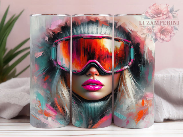Skiing Girl Winter Sports Tumbler Wrap, Snow Sports Wrap, 20oz Sublimation Wrap, Winter Sports Tumbler, Ski Tumbler Design, Snow Lover Tumbler, Female Skier Wrap Sublimation Li Zamperini 