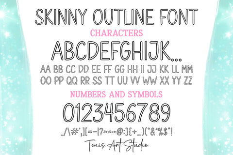Skinny Outline Font - Modern Minimalist, Tall Font SVG OTF, Outline Letters Svg, Cricut Fonts, Silhouette Cut Files SVG TonisArtStudio 