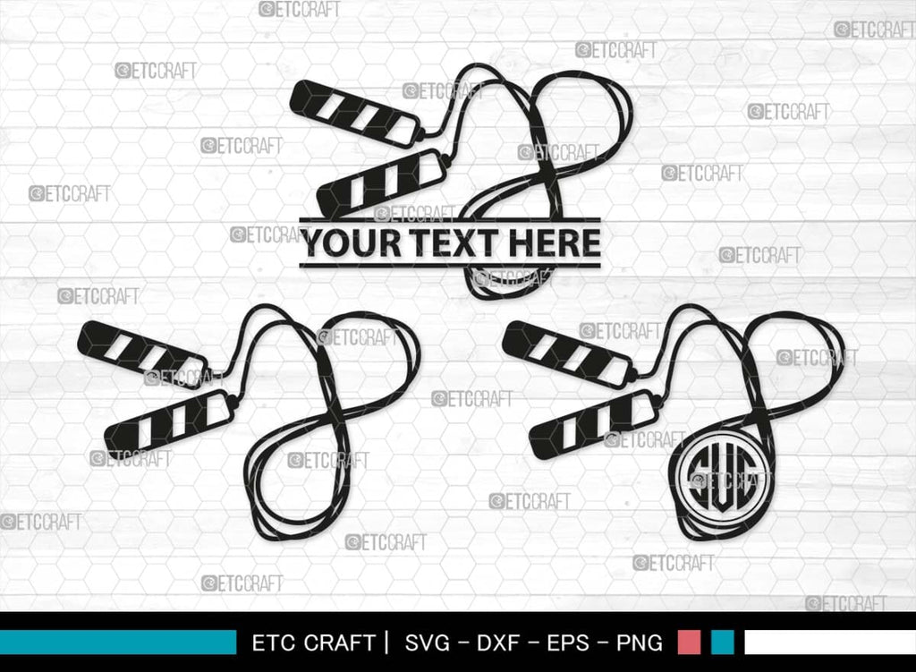 Skipping Rope Monogram, Skipping Rope Silhouette, Rope SVG, Skipping ...