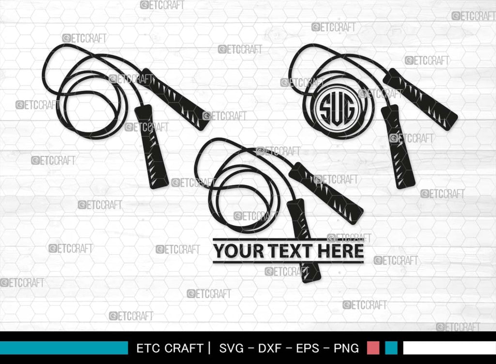 Skipping Rope Monogram, Skipping Rope Silhouette, Rope SVG, Skipping ...
