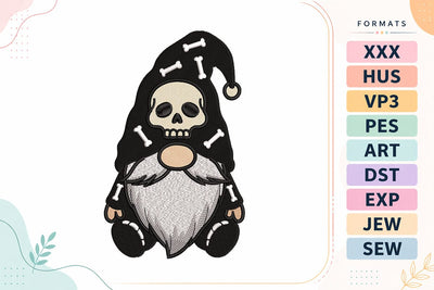 Skull and Bones Halloween Gnome Embroidery Design Embroidery/Applique DESIGNS sg embroidery 